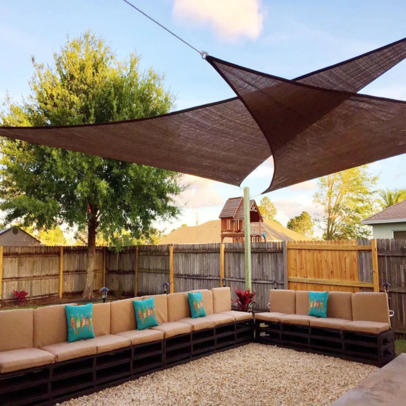 Breathable Triangle Shade Sail for Backyard Deck Patio Garden – SUNNY GUARD