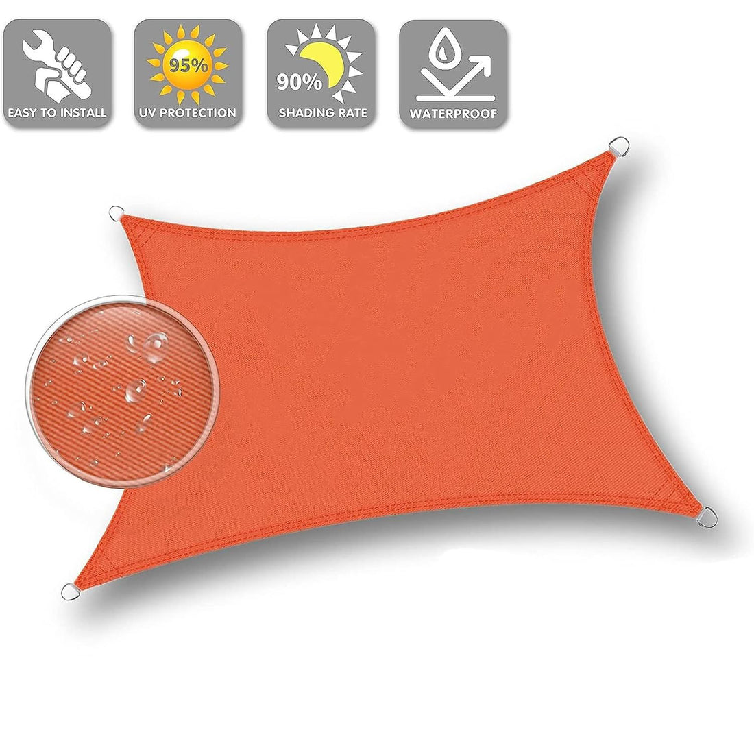 Waterproof Rectangle Shade Sail for Backyard Yard Deck Patio Garden Outdoor